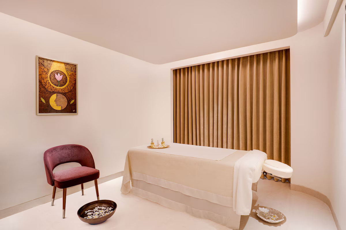 Two massage beds in a serene spa room